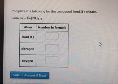 (Get Answer) - Complete the following for the compound iron(II) nitrate ...