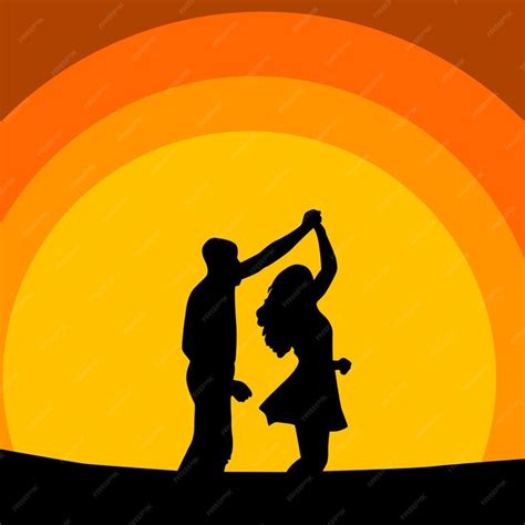 Premium Vector | Couple silhouette sunset