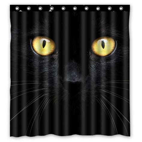 GCKG Black Cat in The Dark Bathroom Shower Curtain, Shower Rings Included 100% Polyester ...