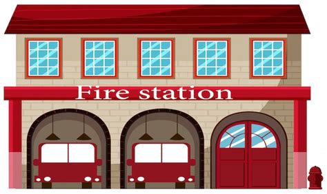 Free Vector | A fire station on white background