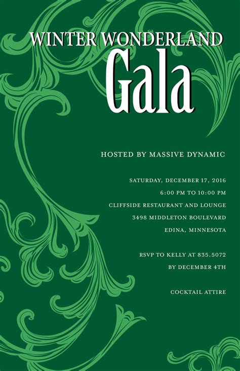 Festive Holiday Gala Green Invitations