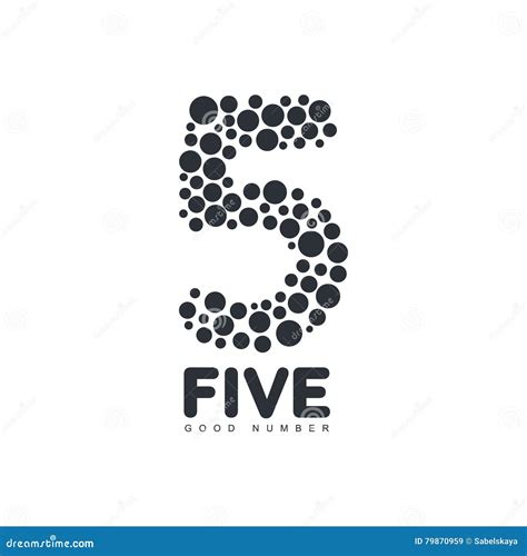 Black and White Number Five Logo Template Made of Circles Stock Vector - Illustration of count ...