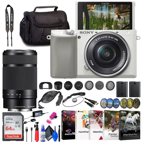 Sony a6100 Mirrorless Camera with 16-50mm and 55-210mm Lenses (White ...