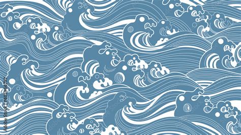 Traditional Japanese wave pattern background vector. เวกเตอร์สต็อก ...