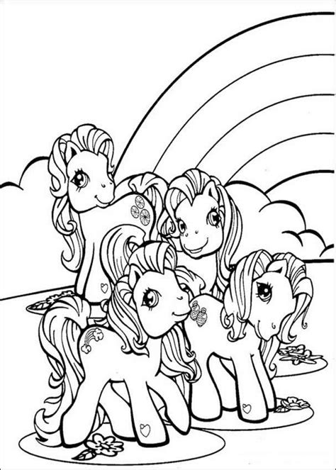 Ponies and rainbow coloring pages - Hellokids.com