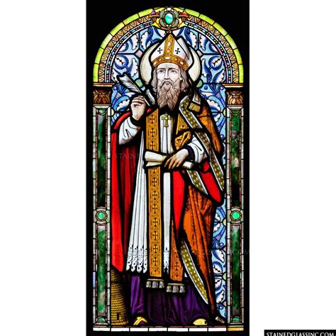 "St. Ambrose With Scroll and Quill" Religious Stained Glass Window