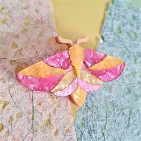 Rosy maple moth statement brooch or necklace | CHERRYLOCO