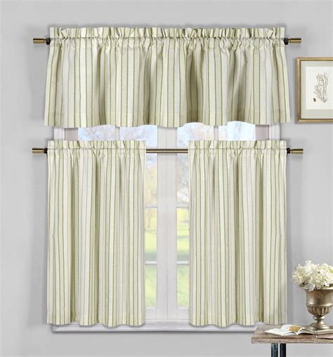 Xandra Stripe Kitchen Curtain & Tier Set - Walmart.com