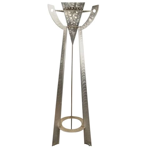 Brushed Steel Flame Torch Floor Lamp For Sale at 1stDibs