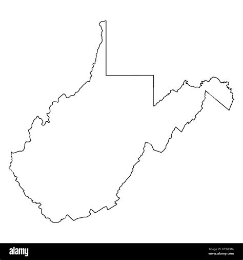 West Virginia WV state Map USA. Black outline map isolated on a white ...