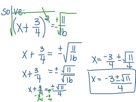 Square root property (fractions!) | Math, Algebra, Quadratic Equations, High School, A.REI.4 ...