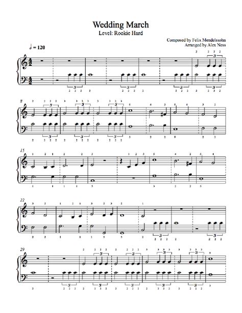 Wedding March by Felix Mendelssohn Piano Sheet Music | Rookie Level