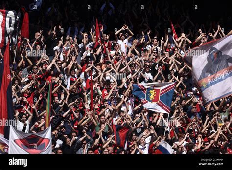 Genova, Italy. 10th Apr, 2022. Genoa CFC fans clap their hands during ...