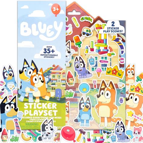 Buy Horizon Group USA Bluey Sticker Playset, 35+ Reusable Stickers, 2 Sticker Play Scenes, Puffy ...