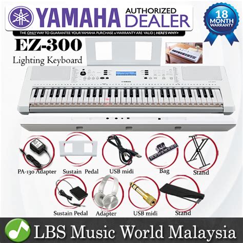 Yamaha EZ-300 61 Key Lighting Portable Keyboard with Lighted Key Intermediate Package with TB ...