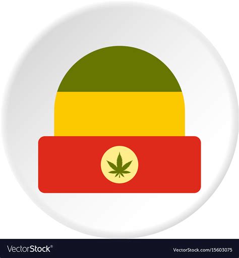 Hat in rastafarian colors icon circle Royalty Free Vector