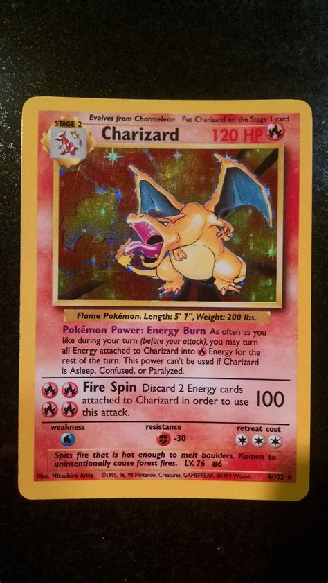 Rare Vintage Charizard Pokemon Card from Original Base Set