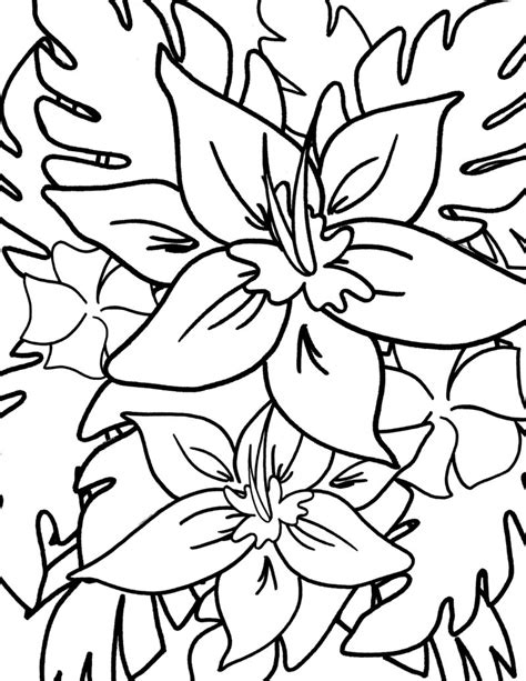 Hawaiian Tropical Flowers Coloring Page - Mama Likes This