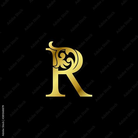 Gold Luxury Letter R Ornament Logo. Alphabet monogram gold floral deco ...