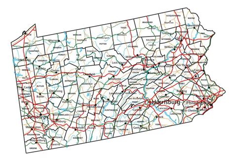 Pennsylvania Road and Highway Map. Stock Vector - Illustration of road ...