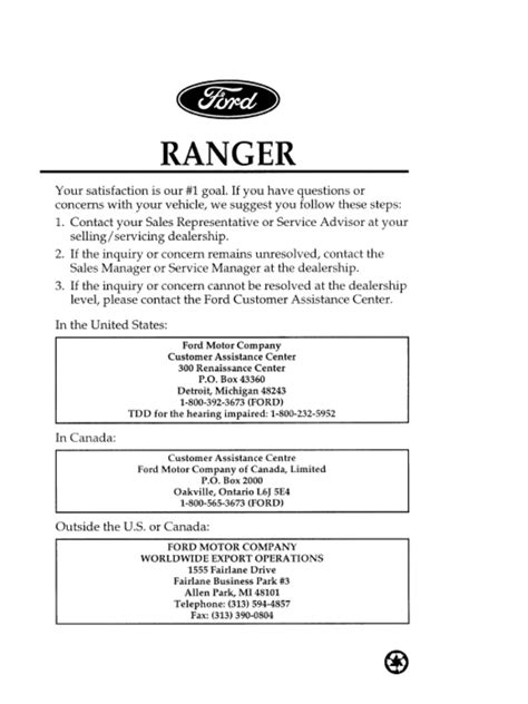 Ford Ranger 1996 Repair Manual | PDF