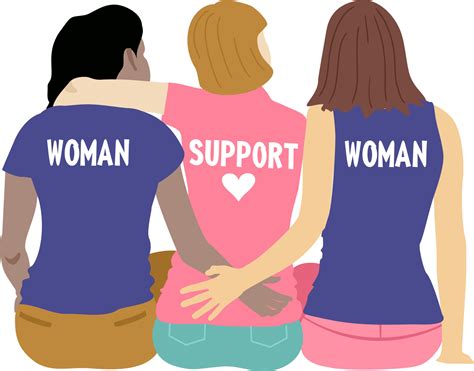 Women support women. Back view of three women supporting each other ...