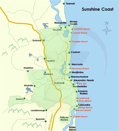 Sunshine Coast Map - Hinterland & Suburbs, Queensland