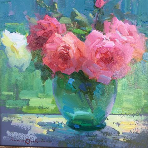 Roses | 13" x 13" | Ovanes Berberian | Flower art painting, Oil painting flowers, Floral painting