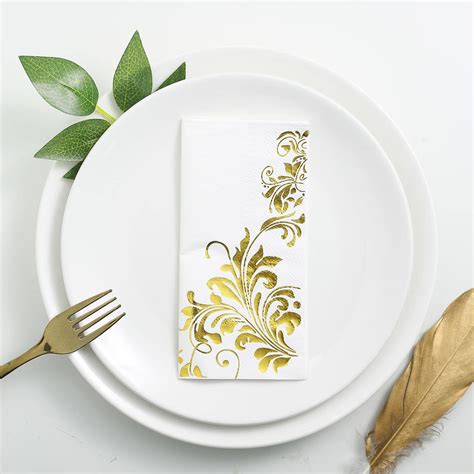 Buy 20 Pack | 3 Ply Metallic Gold Intricate Design Paper Dinner Napkins | Wedding Cocktail ...