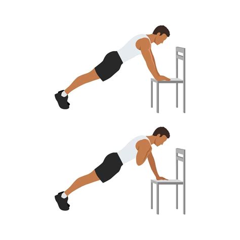 Man doing Incline plank shoulder taps exercise. Flat vector illustration isolated on white ...