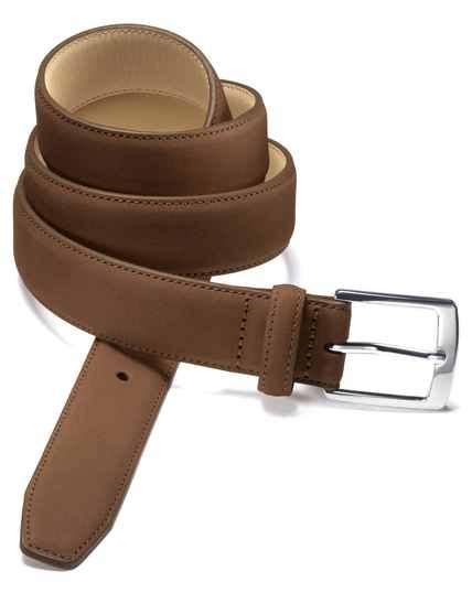 Tan nubuck leather belt