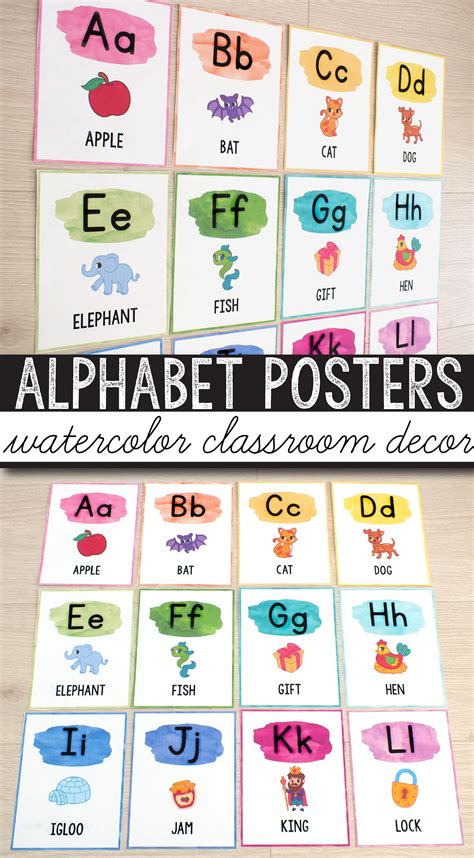 Free Alphabet Posters - Watercolor Classroom Decor | Education - Literacy Posters Free Printable ...