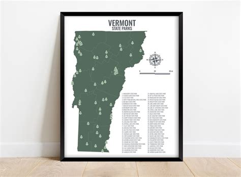 Vermont State Parks Map | Etsy