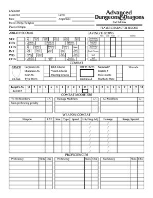 Dungeons And Dragons 2nd Edition Character Sheets - easysitetelevision