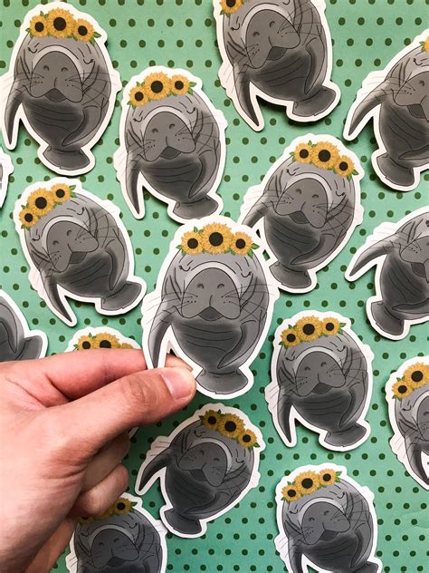 Manatee Sticker Manatee Magnet Manatee Decal Manatee Art - Etsy