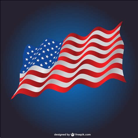 Waving American Flag Outline