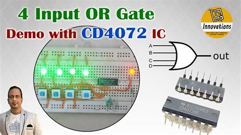 Demo of 4 Input OR Gate using CD4072 IC | Practical Demo | CD4072 Dual ...