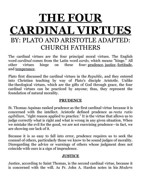 THE FOUR Cardinal Virtues - THE FOUR CARDINAL VIRTUES BY: PLATO AND ...