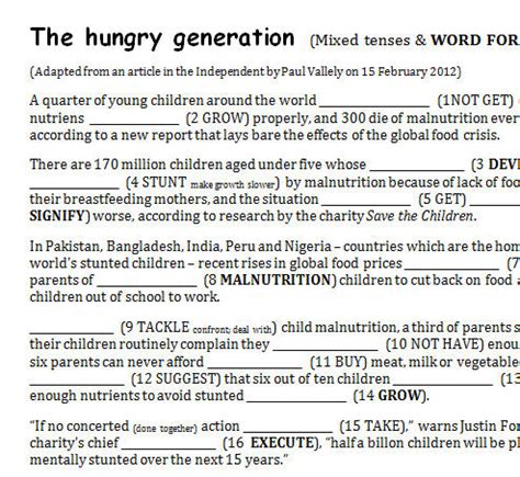 The Hungry Generation: Mixed Tenses And Word Formation