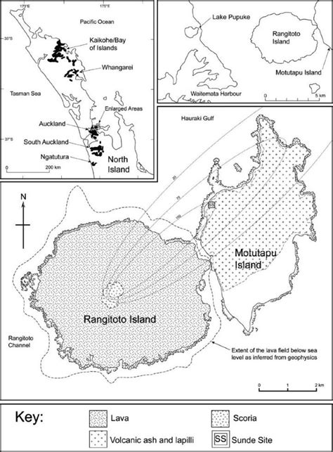 Geological sketch map of Rangitoto volcano and Motutapu Island, showing... | Download Scientific ...