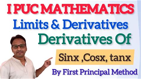 Derivatives of Sinx Cosx tanx From First Principles Method || 3 Marks ...