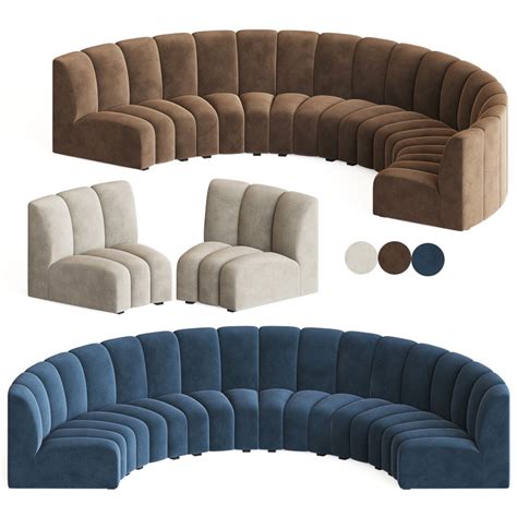 Curved Modular Sofa Eichholtz Lando - 3D Model for VRay, Corona