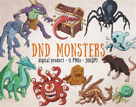 Monster Clipart Tabletop Fantasy RPG Monsters Dungeons and - Etsy