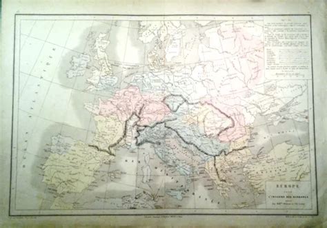 ANTIQUE MAP EUROPE BARBARIC INVASIONS Belin 1870 Antique map £20.18 ...