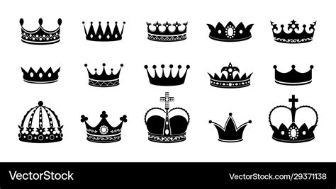 Crown silhouette icon set collections queen Vector Image