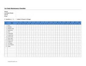 Car Daily Maintenance Checklist | Freewordtemplates.net