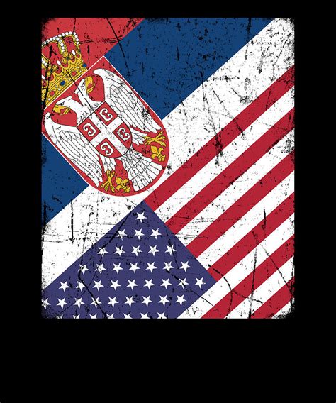 Serbia American Flag Serbian Digital Art by Michael S