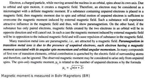 How to calculate spin only magnetic moment explain