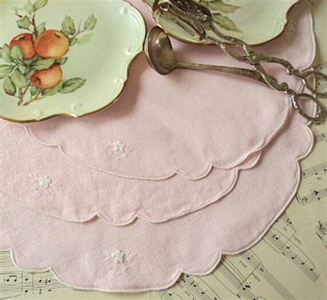 Vintage Soft Pink Round Cotton Placemats