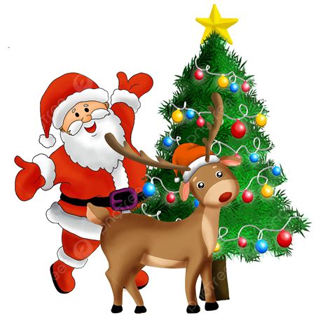 Christmas Cartoon Santa Claus And Elk, Christmas, Deer, Character PNG ...